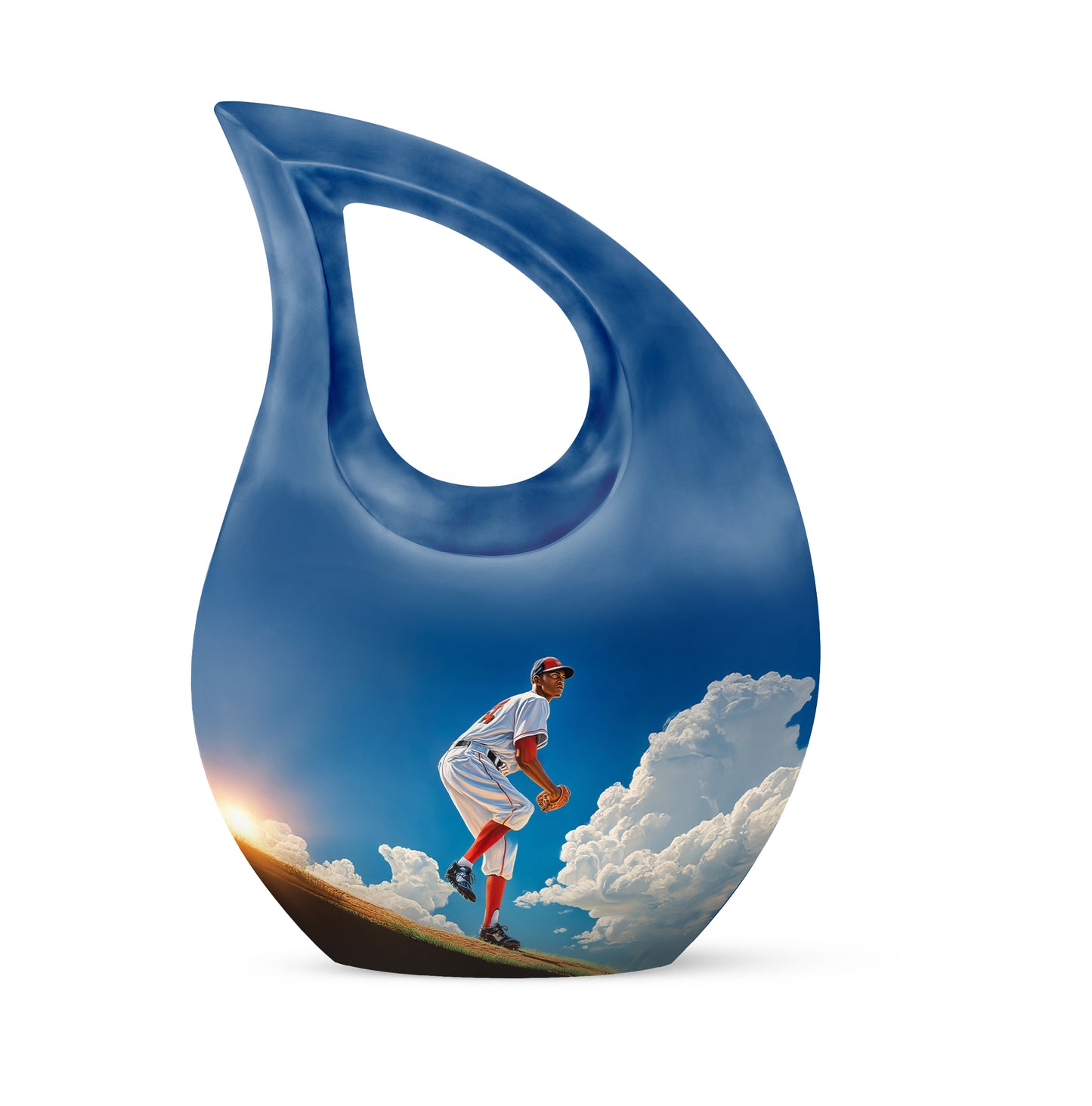 Personalized Baseball Cremation Urns - Pristine Blue 10-inch, 200 cu in - Yatskia