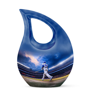 Lustrous Baseball Cremation Urns for Human Ashes - Blue 10-inch - Yatskia