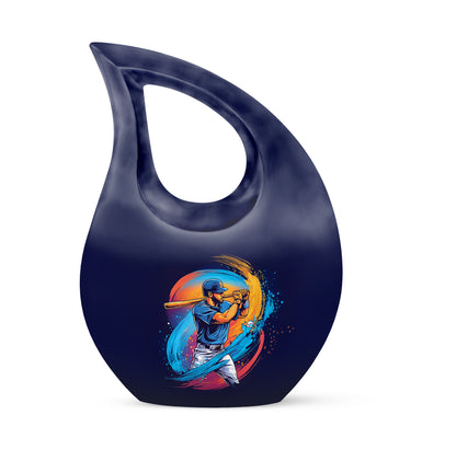 Harmonious Baseball Cremation Urns for Human Ashes - Blue 10-inch - Yatskia