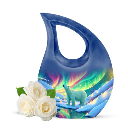Personalized Refined Bear Cremation Urns - Teal 10-inch, 200 cu in - Yatskia
