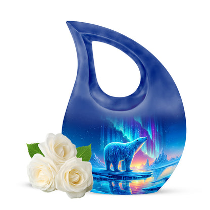 Ethereal Bear Memorial Cremation Urns - Blue 10-inch, 200 cu in - Yatskia