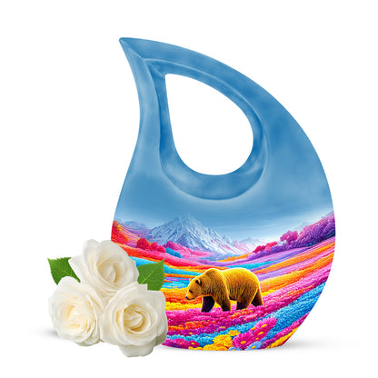 Timeless Blue Bear Cremation Urn for Ashes - 10-inch, 200 cu in - Yatskia