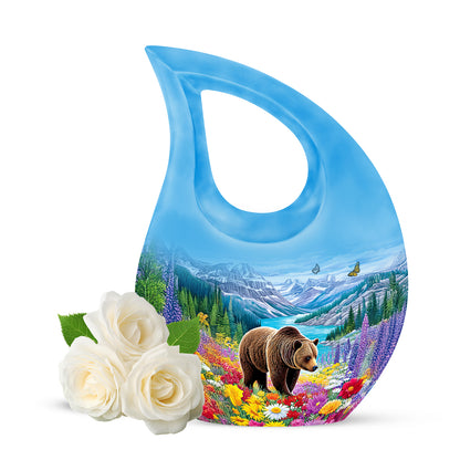 Personalized Bear Cremation Urns - Eminent Blue 10-inch, 200 cu in - Yatskia