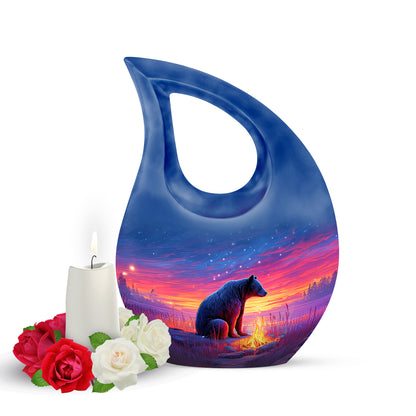 Everlasting Blue Bear Journey Urn for Human Ashes - 10-inch, 200 cu in - Yatskia