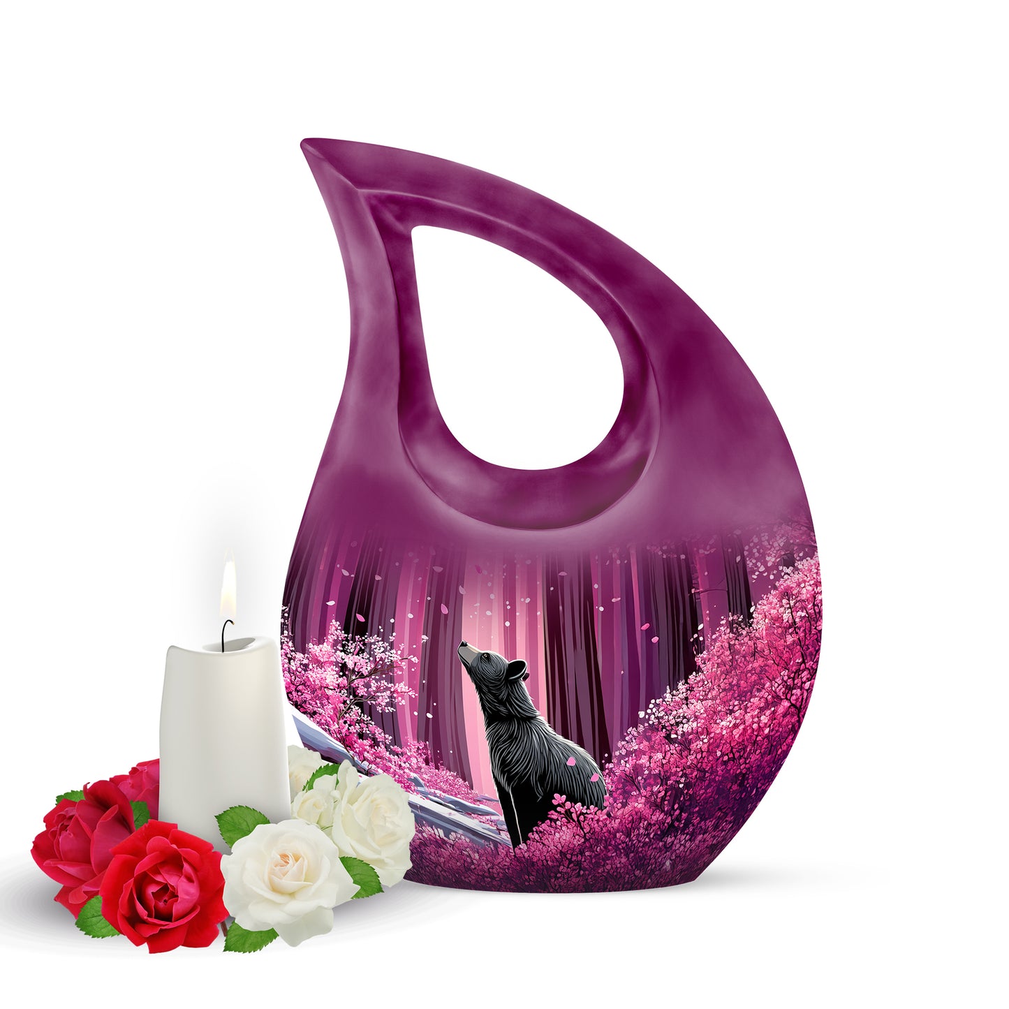 Personalized Pink Steadfast Bear Cremation Urns for Human Ashes - 10-inch, 200 cu in - Yatskia
