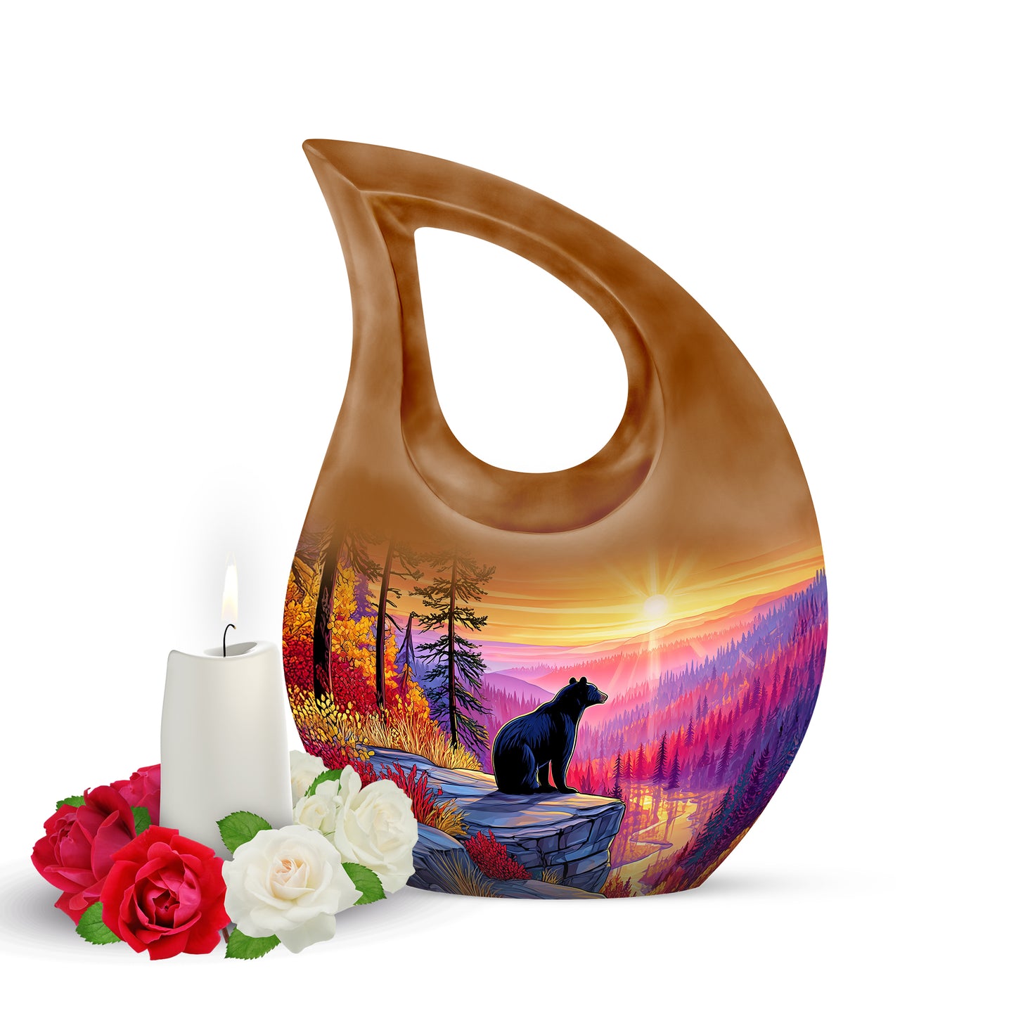 Blessed Bear Cremation Urns for Human Ashes - Red 10-inch - Yatskia