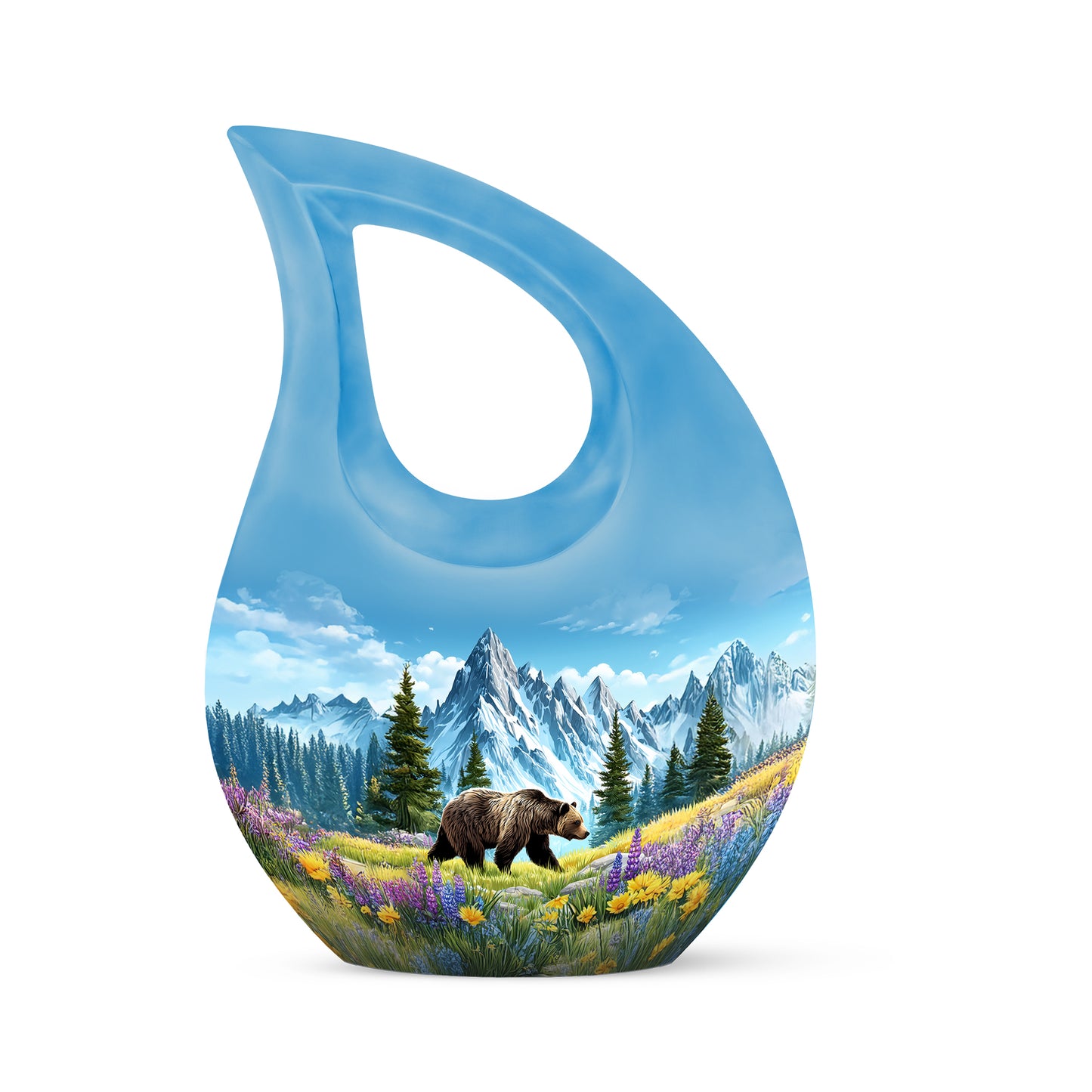 Personalized Eternal Bear Cremation Urns - Blue 10-inch, 200 cu in - Yatskia