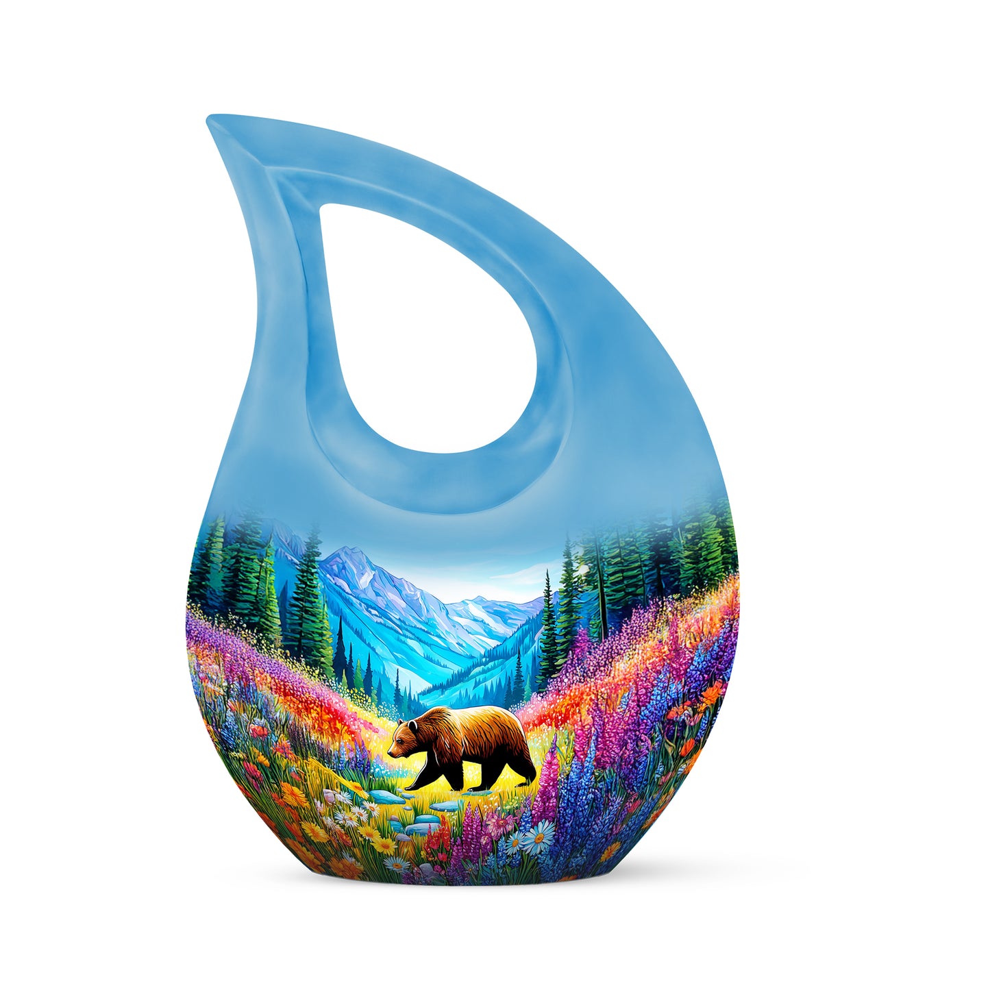 Personalized Teal Heavenly Bear Cremation Urns for Human Ashes - 10-inch, 200 cu in - Yatskia