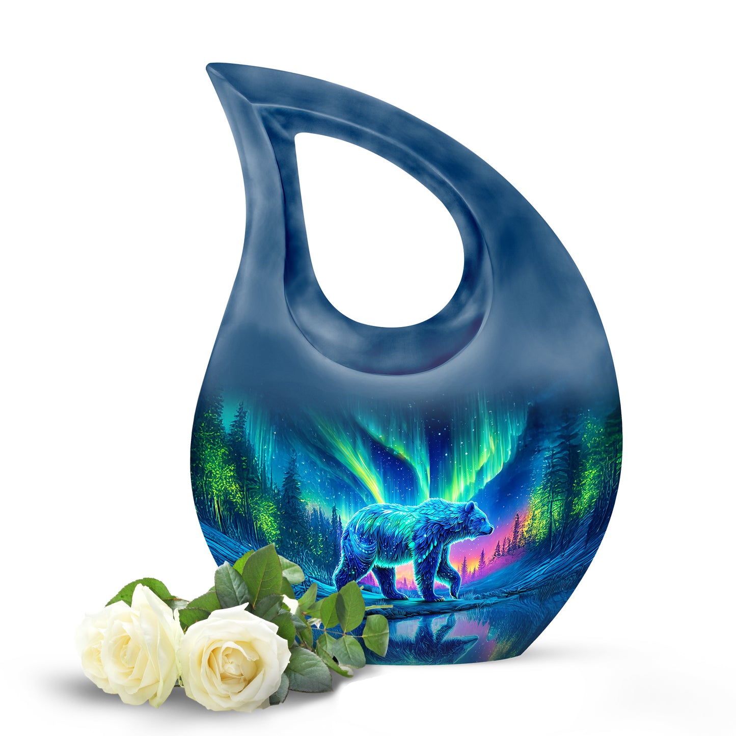 Everlasting Blue Bear Beacon Urn for Human Ashes - 10-inch, 200 cu in - Yatskia