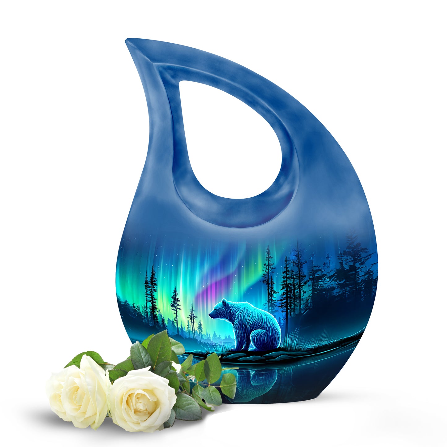 Personalized Eternal Bear Cremation Urns - Blue 10-inch, 200 cu in - Yatskia