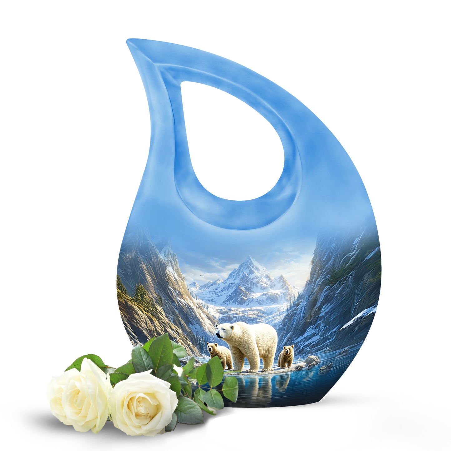 Inspiring Blue Bear Journey Urn for Human Ashes - 10-inch, 200 cu in - Yatskia