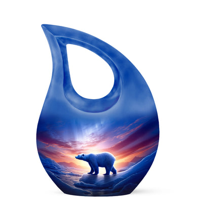 Personalized Elegant Bear Cremation Urns - Blue 10-inch, 200 cu in - Yatskia