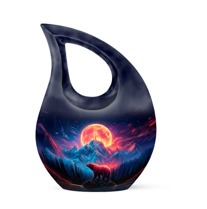 Inspiring Blue Bear Sanctuary Urn for Human Ashes - 10-inch, 200 cu in - Yatskia