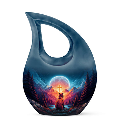 Ethereal Bear Memorial Cremation Urns - Blue 10-inch, 200 cu in - Yatskia