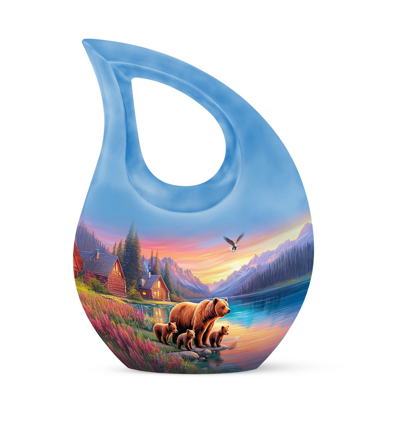 Personalized Blue Bear Cremation Urns for Ashes - Majestic 10-inch - Yatskia