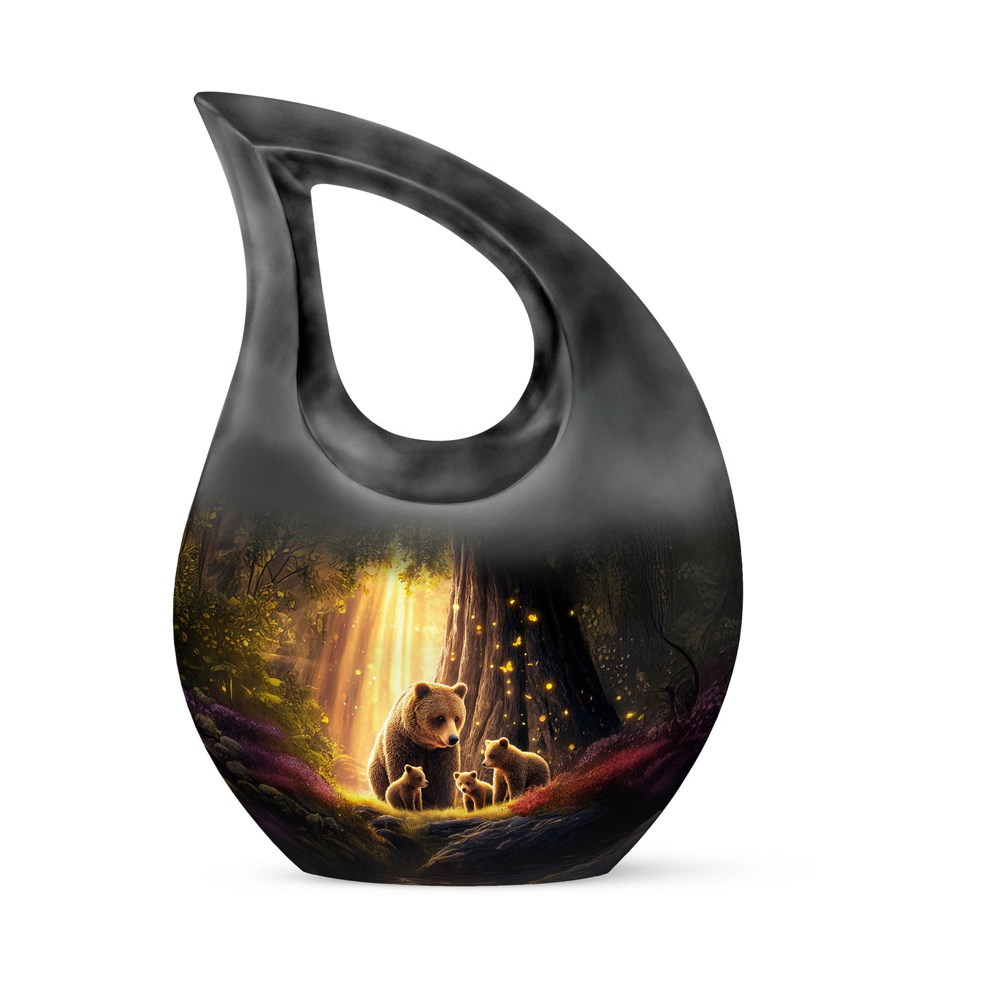 Personalized Elegant Bear Cremation Urns - Black 10-inch, 200 cu in - Yatskia