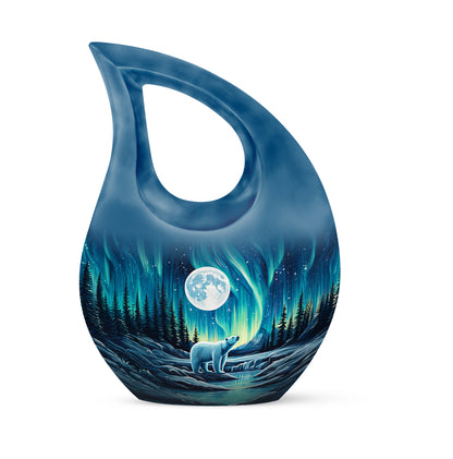 Blessed Bear Cremation Urns for Human Ashes - Blue 10-inch - Yatskia