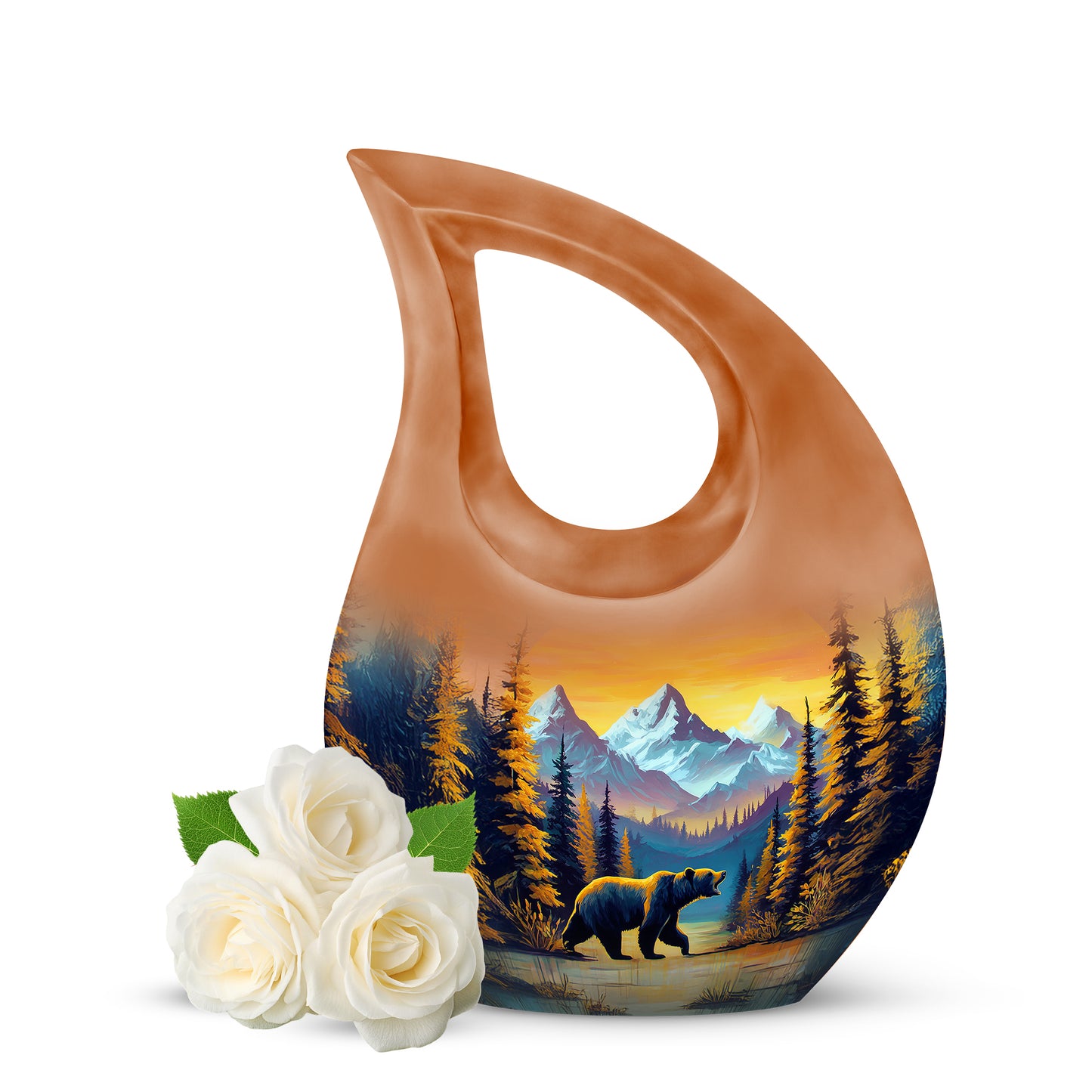 Gold Bear Cremation Urns - Enduring Sentinel 10-inch, 200 cu in - Yatskia