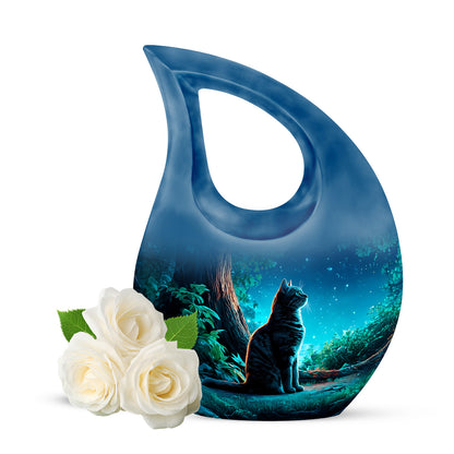 Blue Cat Journey Cremation Urns for Human Ashes - 10-inch, 200 cu in - Yatskia