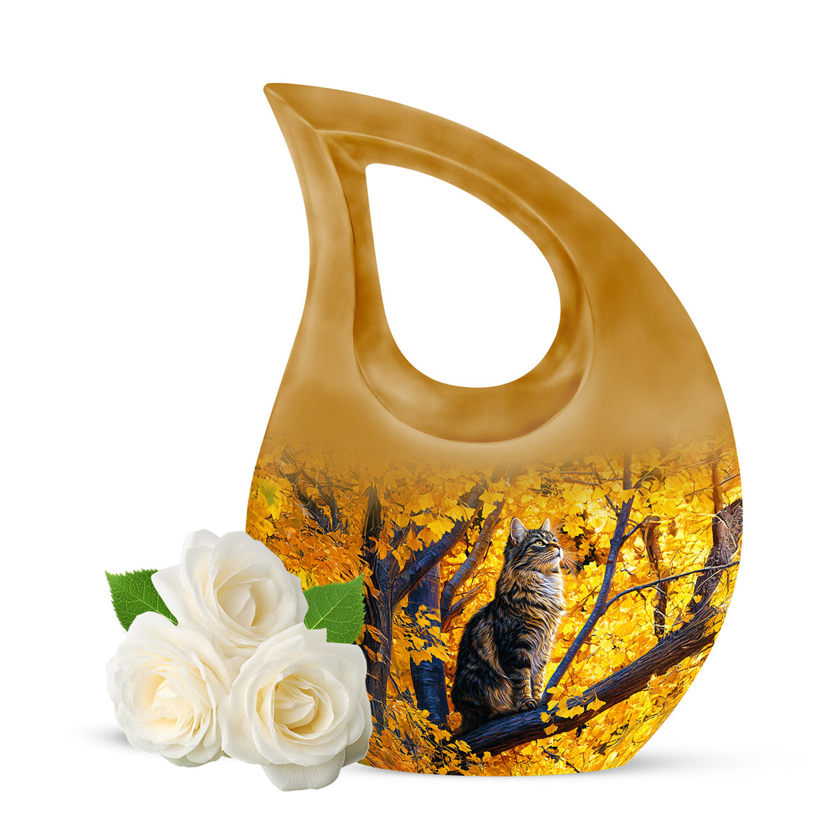 Gold Cat Cremation Urns - Glorious Comfort - Yatskia
