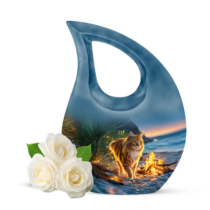 Personalized Blue Cat Cremation Urns for Ashes - Peaceful - Yatskia