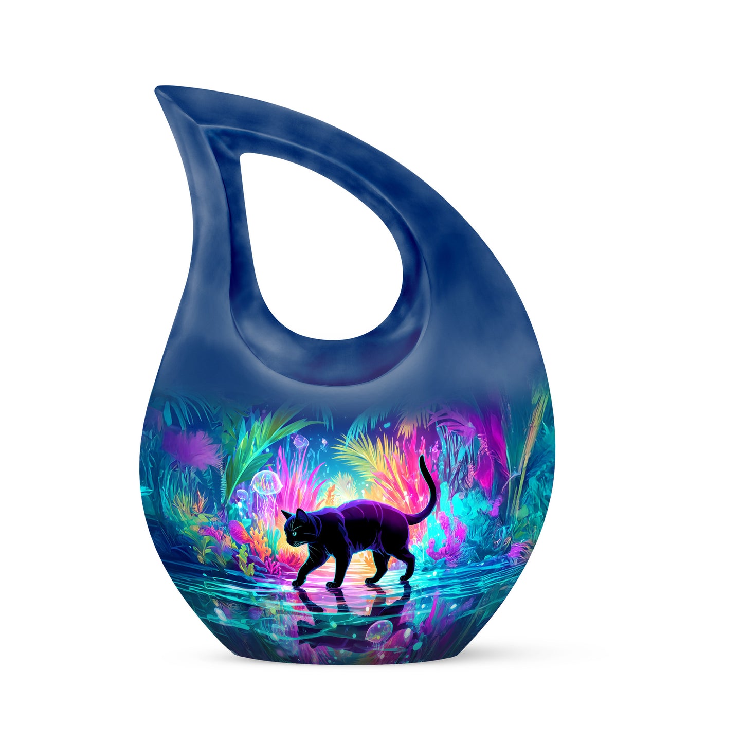 Illustrious Cat Memorial Cremation Urns - Blue 10-inch, 200 cu in - Yatskia