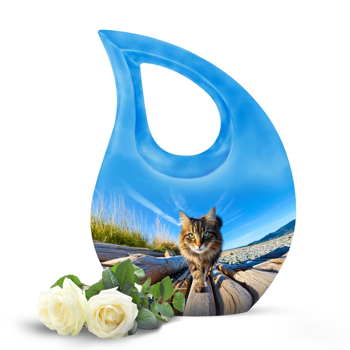 Blue Cat Cremation Urns - Honored Honor 10-inch, 200 cu in - Yatskia