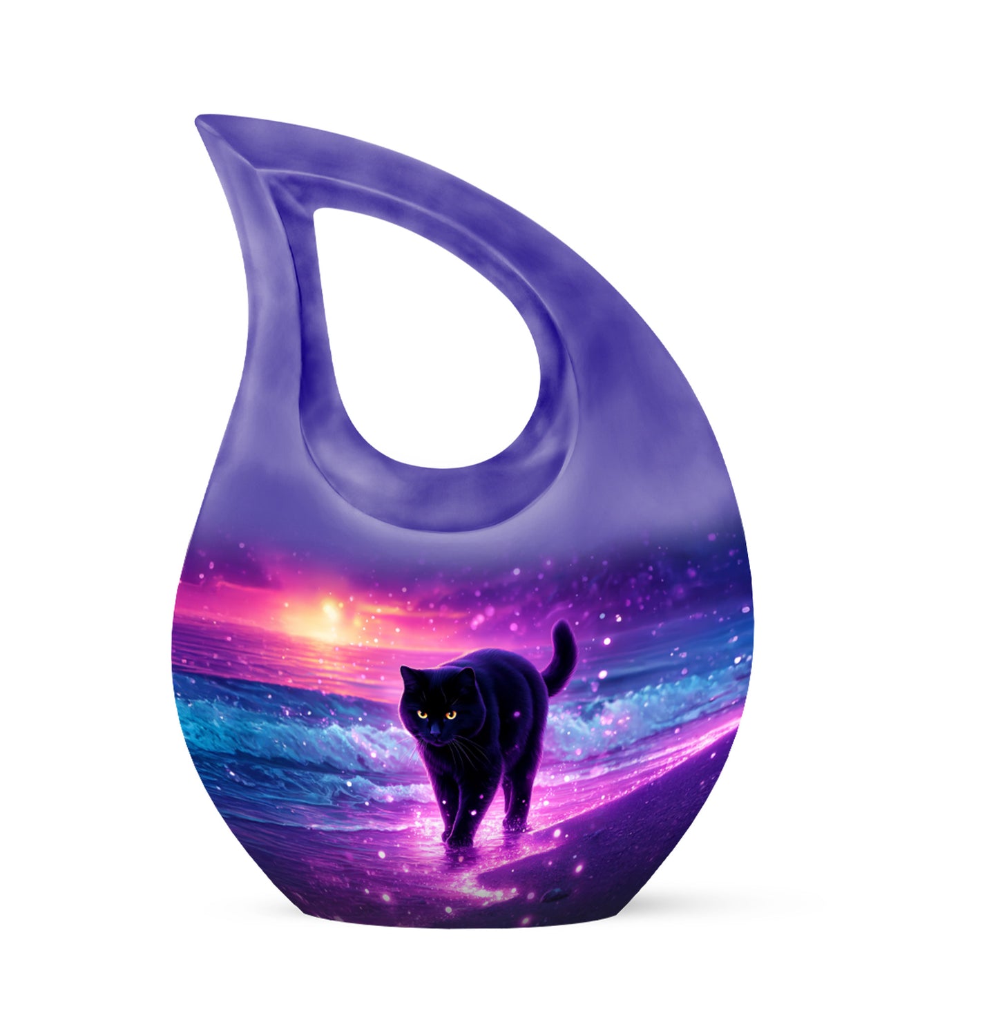 Purple Cat Dedication Cremation Urns for Human Ashes - 10-inch, 200 cu in - Yatskia