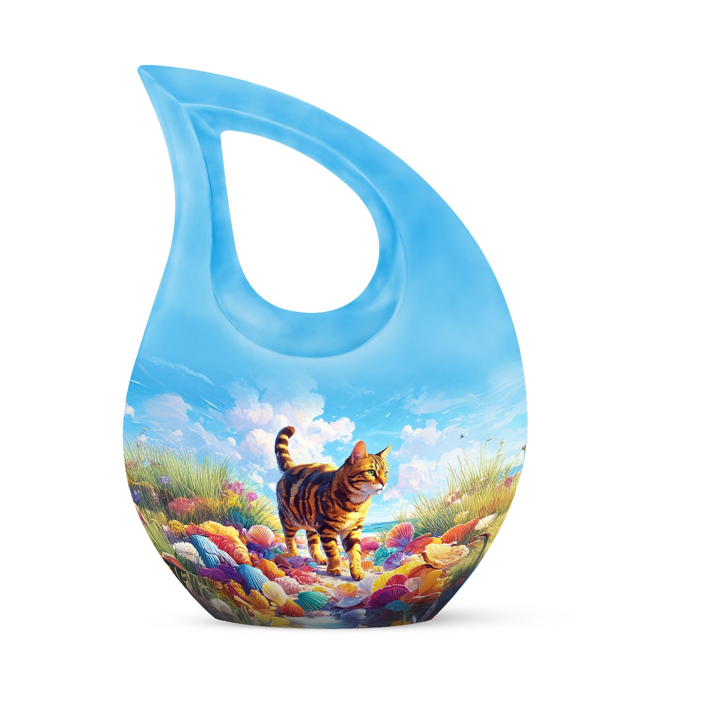 Blue Cat Comfort Cremation Urns for Human Ashes - 10-inch, 200 cu in - Yatskia