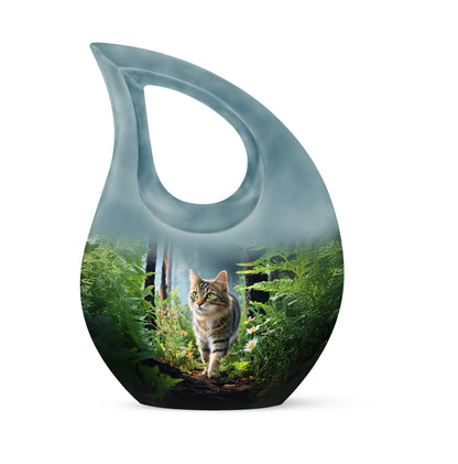 Personalized Black Sovereign Cat Cremation Urns for Human Ashes - 10-inch, 200 cu in - Yatskia