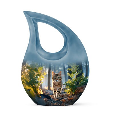 Blue Cat Comfort Cremation Urns for Human Ashes - 10-inch, 200 cu in - Yatskia