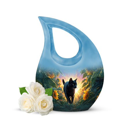 Blue Cat Testament Cremation Urns for Human Ashes - 10-inch, 200 cu in - Yatskia