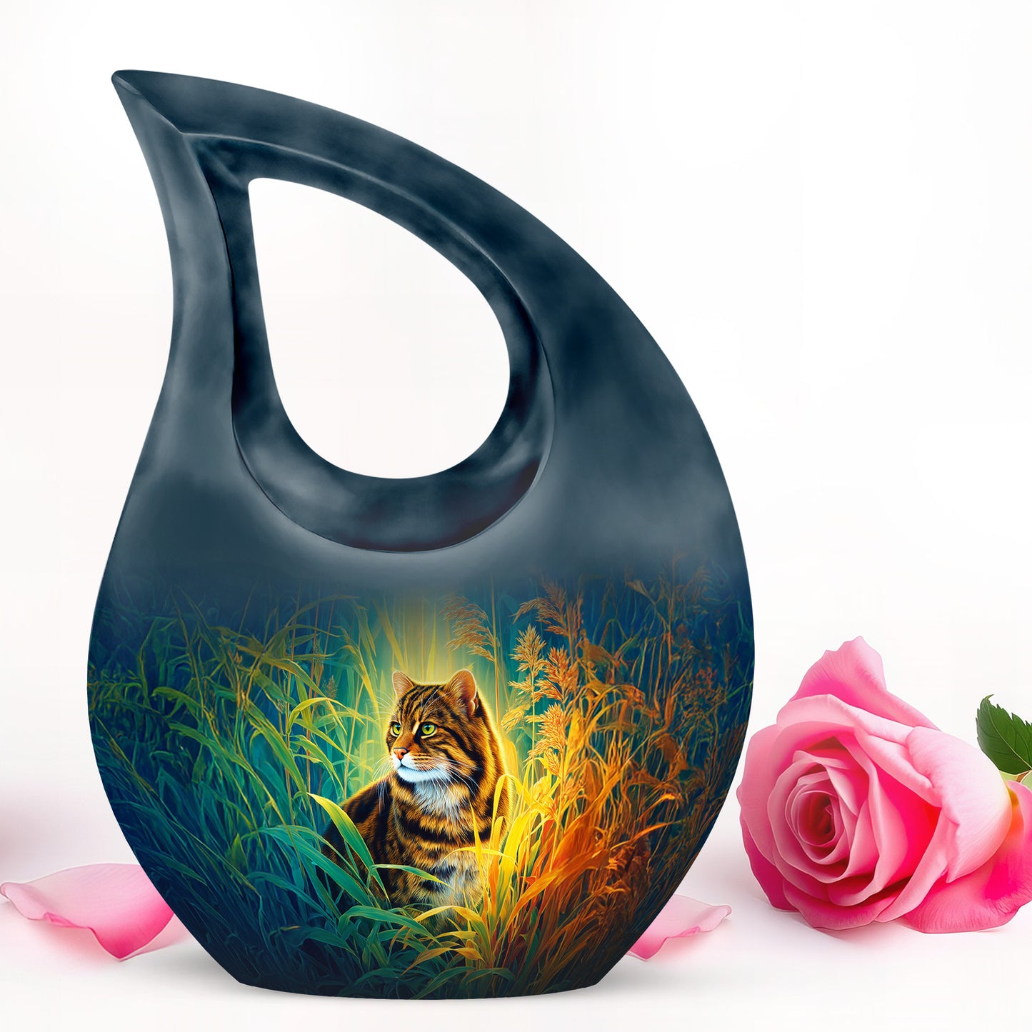 Blue Cat Honor Cremation Urns for Human Ashes - 10-inch, 200 cu in - Yatskia