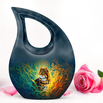 Blue Cat Honor Cremation Urns for Human Ashes - 10-inch, 200 cu in - Yatskia