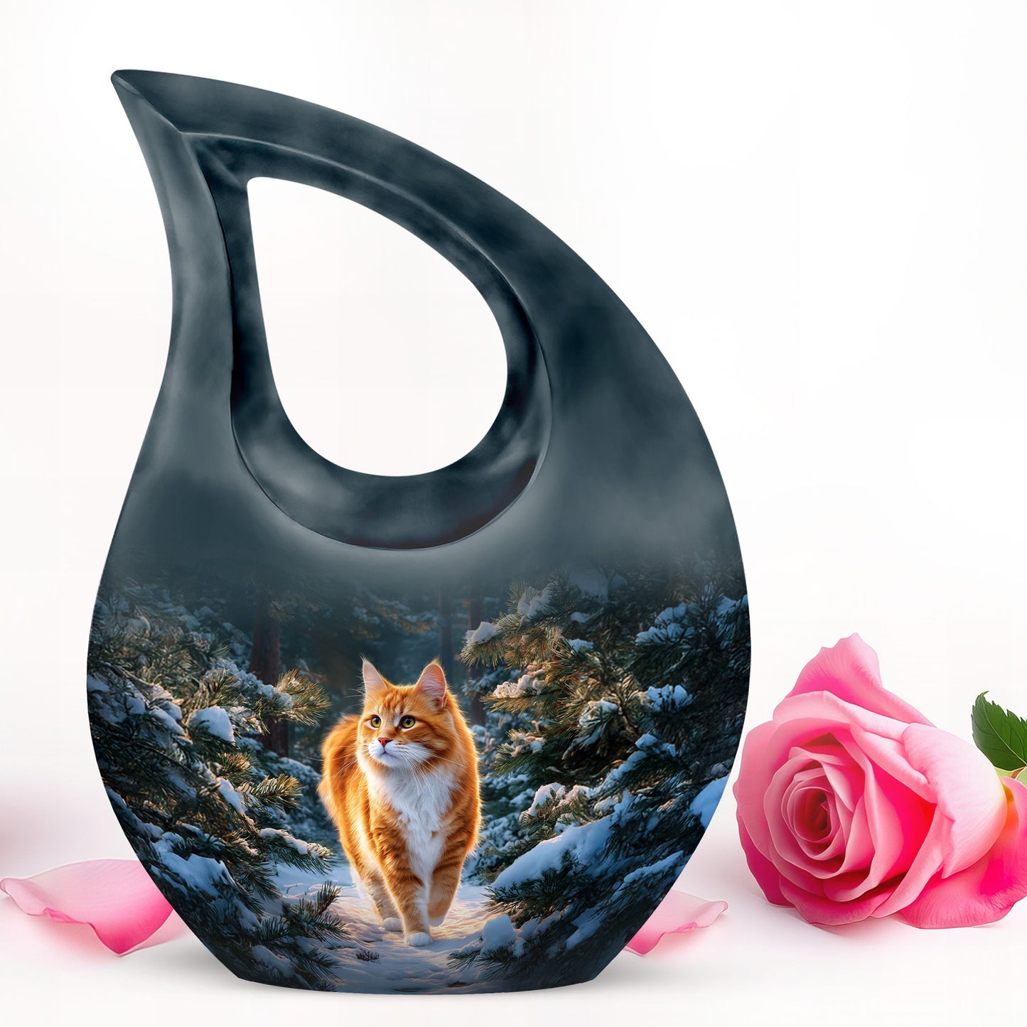 Blue Cat Embrace Cremation Urns for Human Ashes - 10-inch, 200 cu in - Yatskia