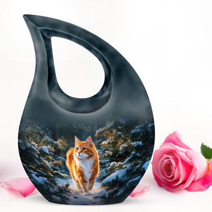 Blue Cat Embrace Cremation Urns for Human Ashes - 10-inch, 200 cu in - Yatskia