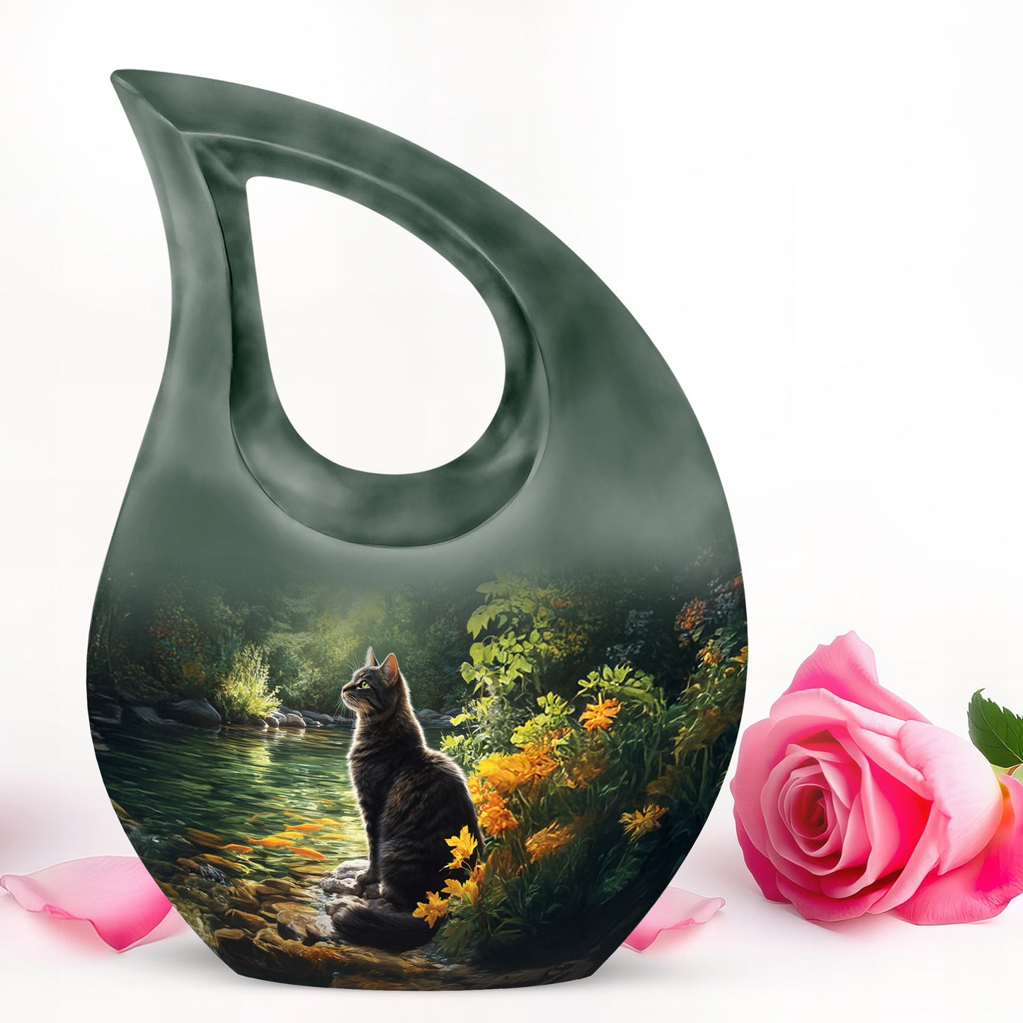 Personalized Black Cat Cremation Urns for Ashes - Peaceful 10-inch - Yatskia