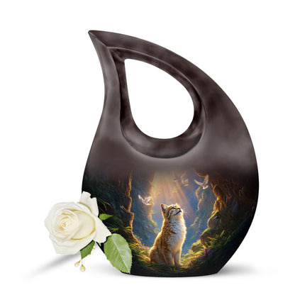 Personalized Red Steadfast Cat Cremation Urns for Human Ashes - 10-inch, 200 cu in - Yatskia