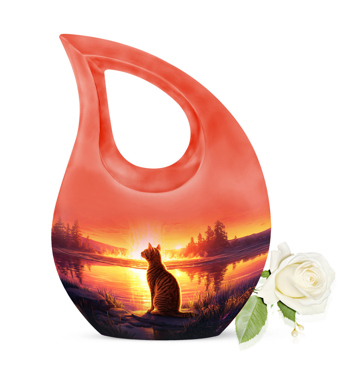 Personalized Red Steadfast Cat Cremation Urns for Human Ashes - Yatskia