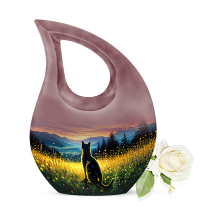 Gold Beloved Cat Cremation Urns for Human Ashes - 10-inch, 200 cu in - Yatskia