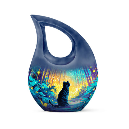 Personalized Teal Cat Cremation Urns for Ashes - Captivating 10-inch - Yatskia