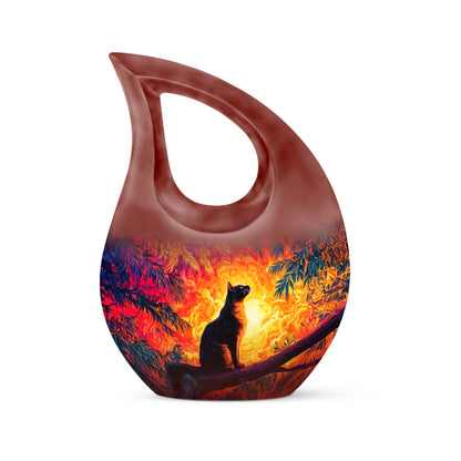Red Sacred Cat Cremation Urns for Human Ashes - 10-inch, 200 cu in - Yatskia