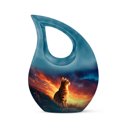 Illustrious Cat Memorial Cremation Urns - Blue 10-inch, 200 cu in - Yatskia