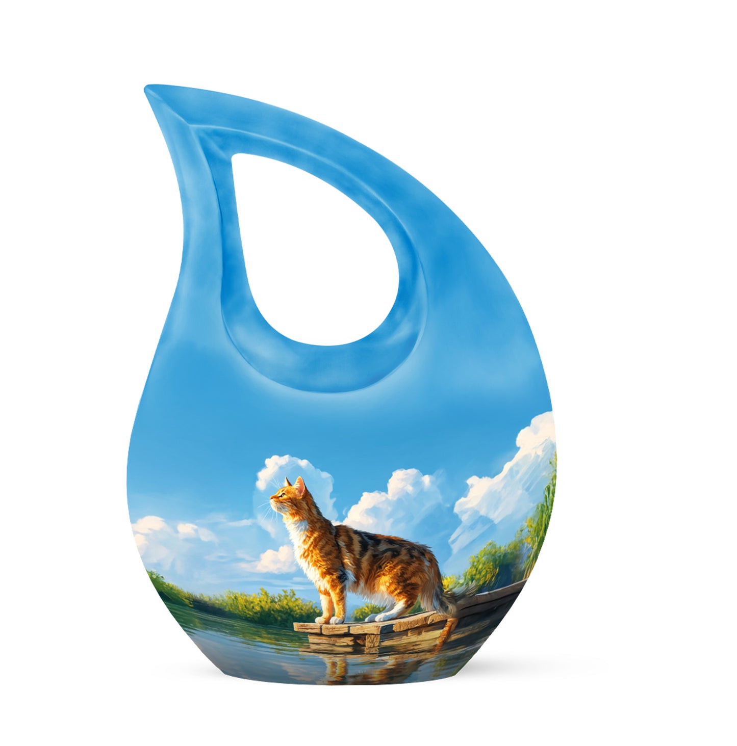 Regal Cat Memorial Cremation Urns - Blue 10-inch, 200 cu in - Yatskia
