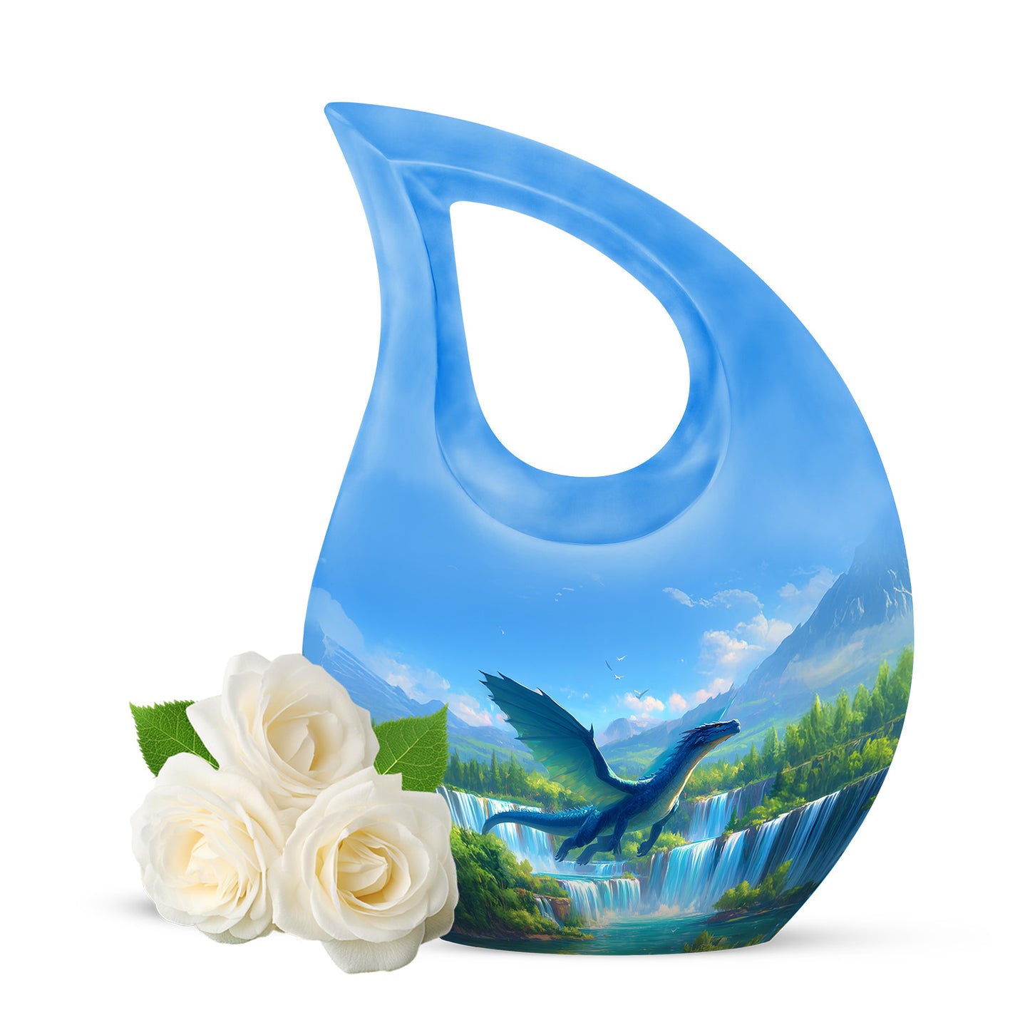 Resplendent Blue Dragon Cremation Urn for Ashes - 10-inch, 200 cu in - Yatskia