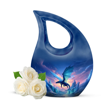 Blue Dragon Journey Cremation Urns for Human Ashes - 10-inch, 200 cu in - Yatskia