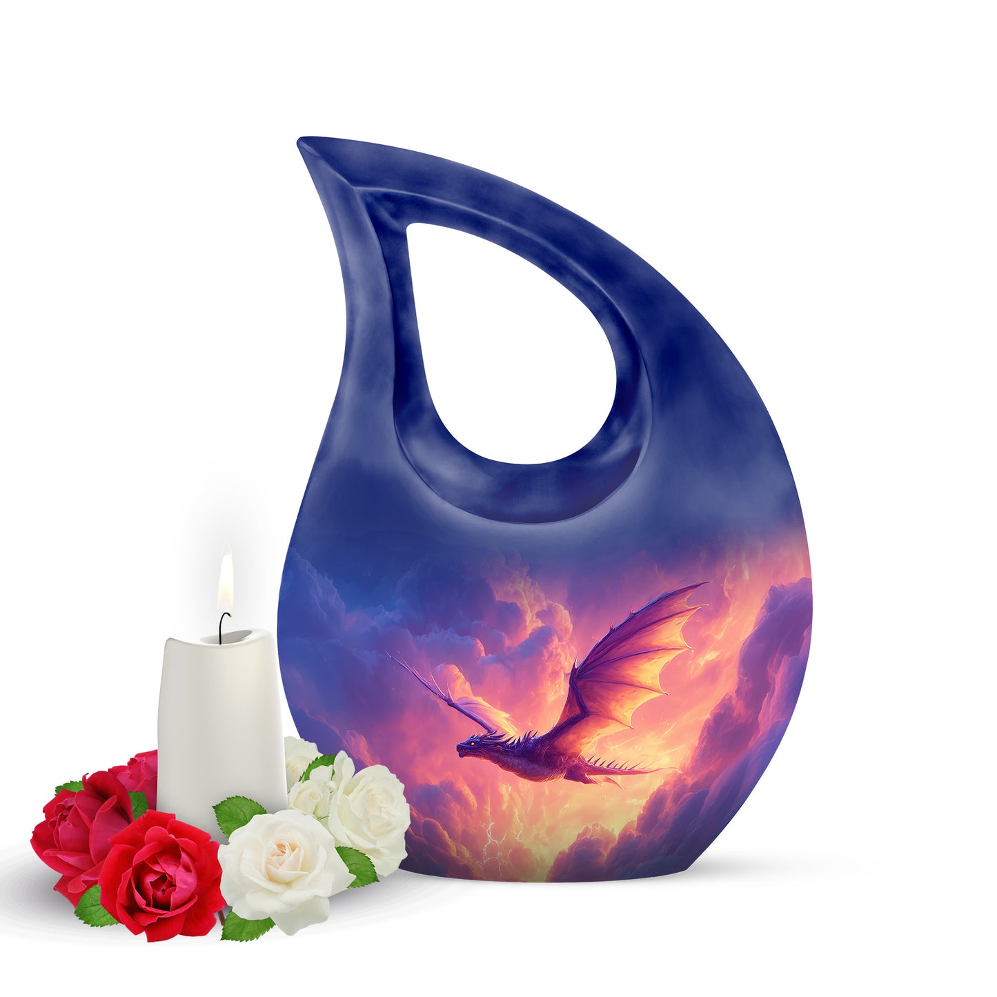 Personalized Eternal Dragon Cremation Urns - Blue 10-inch, 200 cu in - Yatskia