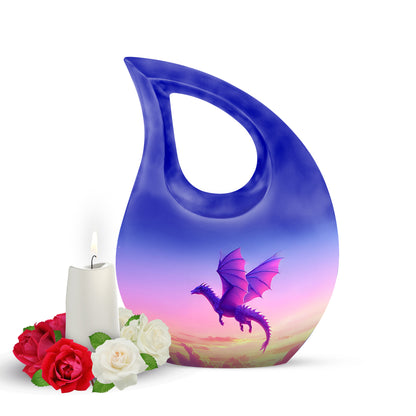Luminous Blue Dragon Legacy Urn for Human Ashes - 10-inch, 200 cu in - Yatskia