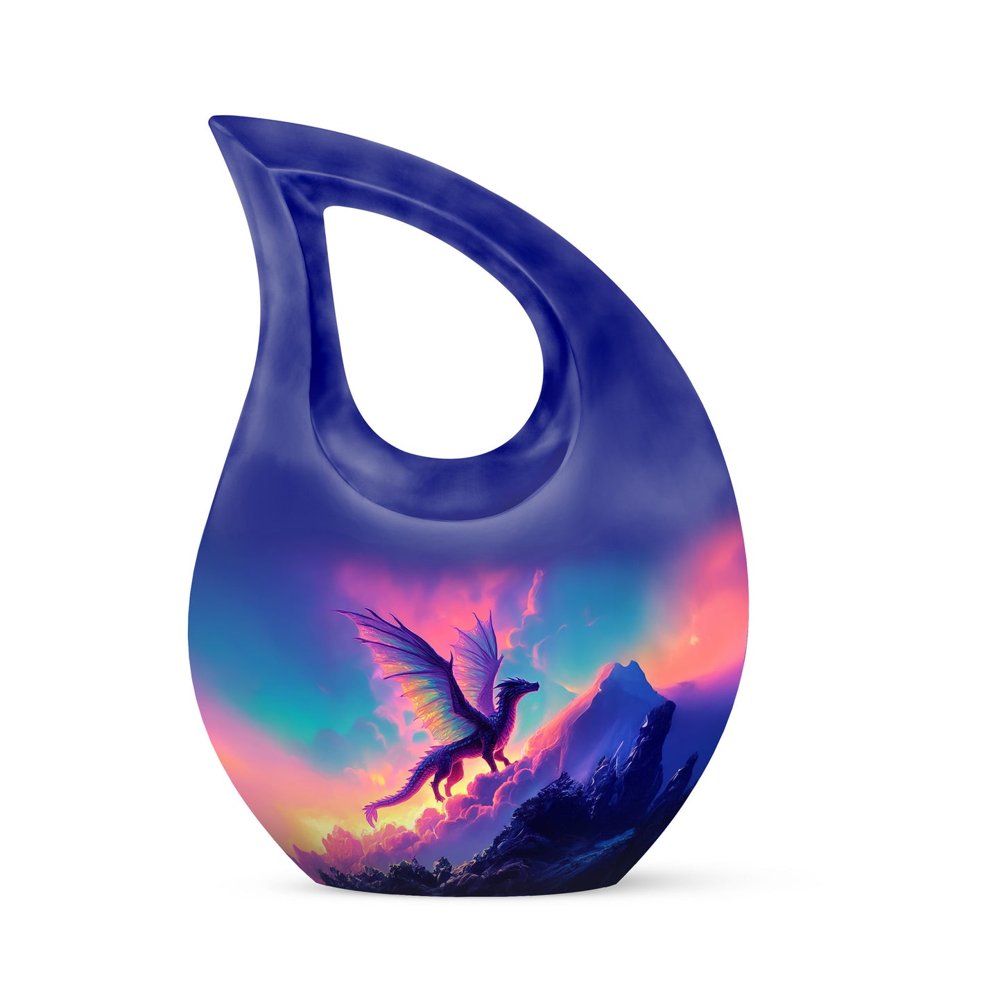 Distinguished Blue Dragon Cremation Urn for Ashes - 10-inch, 200 cu in - Yatskia