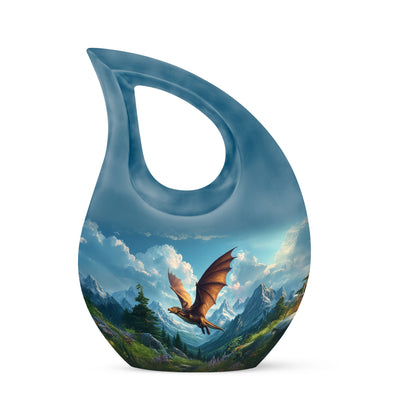 Personalized Blue Cherished Dragon Cremation Urns for Human Ashes - 10-inch, 200 cu in - Yatskia